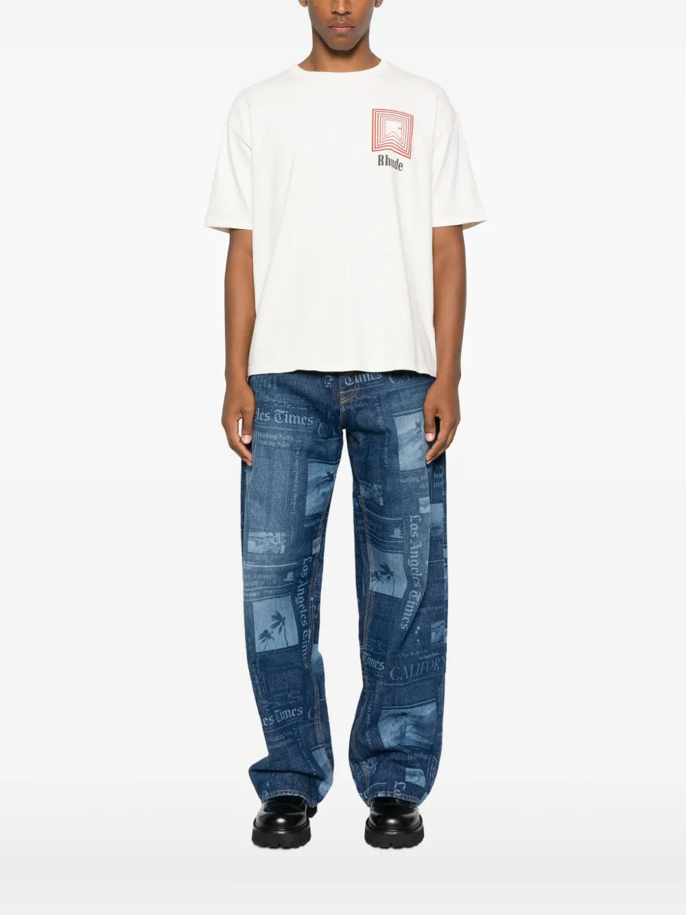 RHUDE logo印花T恤