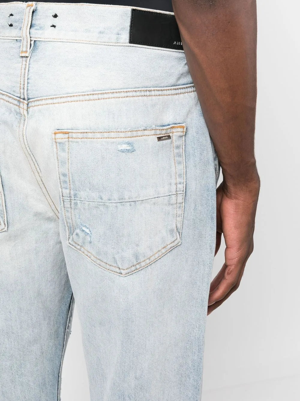AMIRI logo刺繡撕裂效果牛仔褲