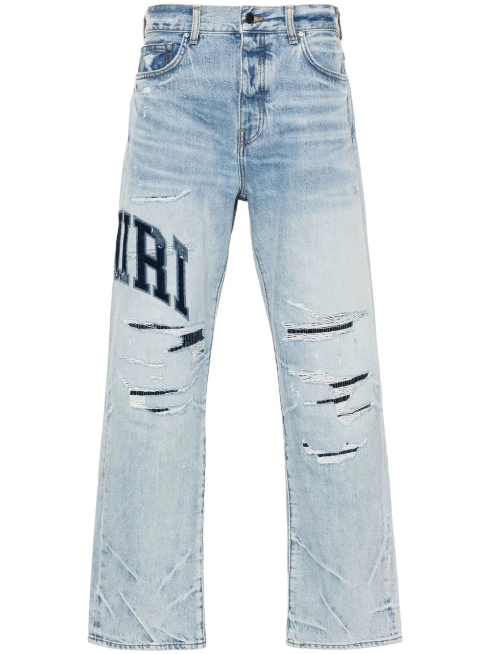 AMIRI Varsity Logo Repair 中腰直筒牛仔褲