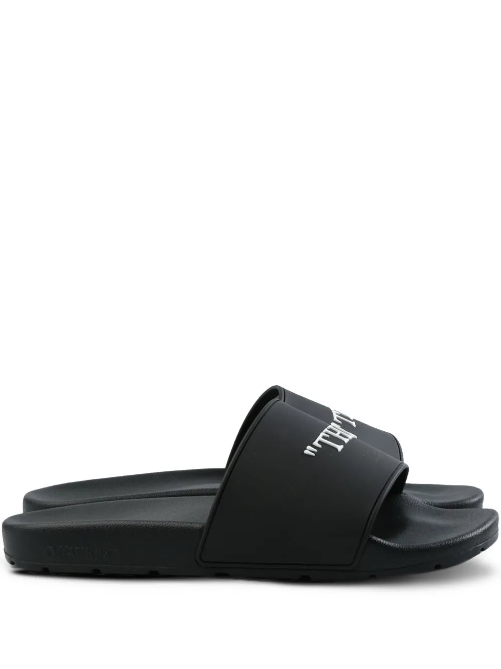 Off-White text-embellished slides