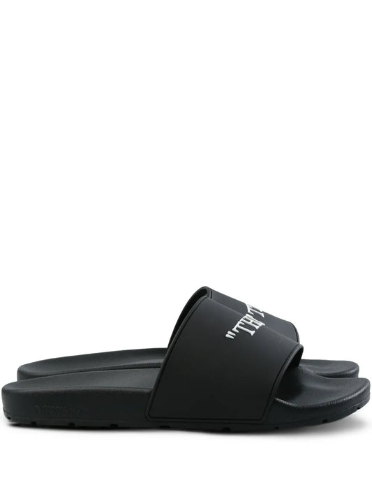 Off-White text-embellished slides