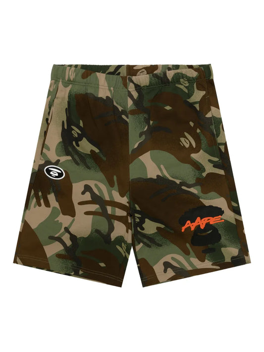 AAPE BY *A BATHING APE® 迷彩印花運動短褲 綠色