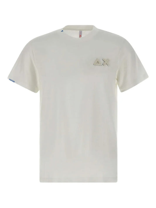 Sun68 logo刺繡棉T-shirt