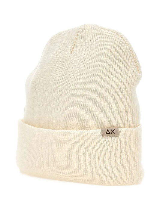 Sun68 標貼螺紋套頭帽米黃